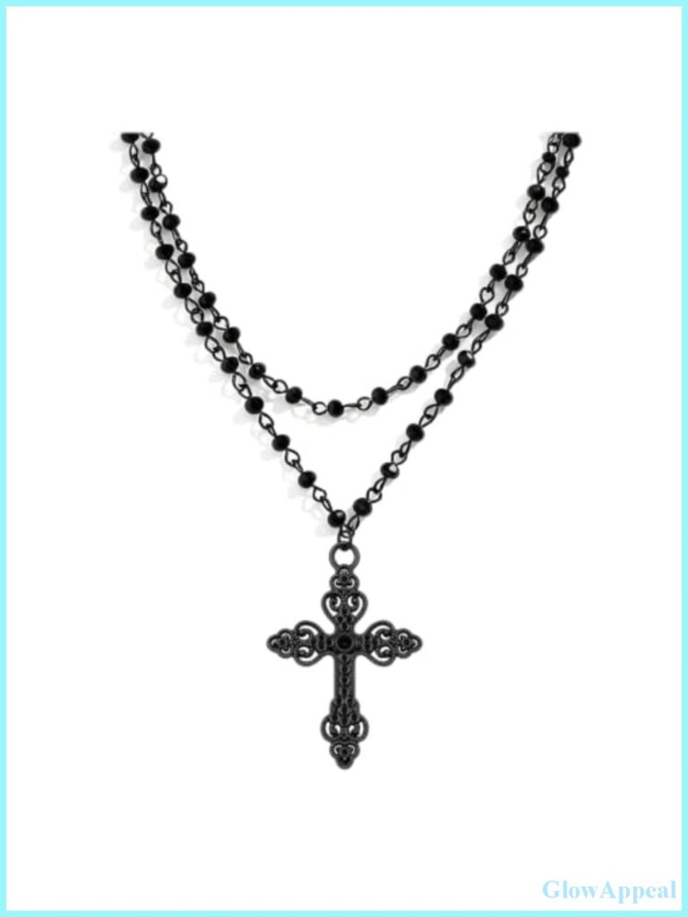 Gothic Cross Layered Necklace Women's Black Choker